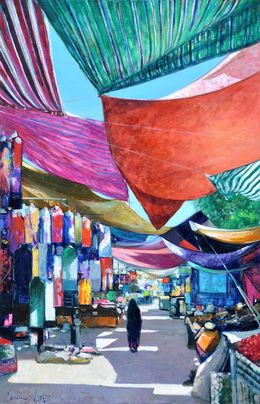 Painting, Morocco Bazaar, Emil Aziz