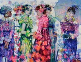 Painting, Blooming in the Rain, Emil Aziz
