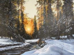 Painting, Winter's Golden Hour, Sergey Miqayelyan