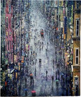 Painting, Snowy Istiklal Street, Emil Aziz