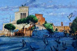 Painting, Sunset in Rome, Emil Aziz