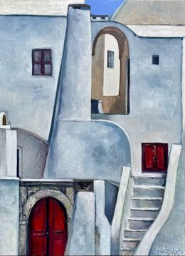 Painting, Red Door, Emil Aziz