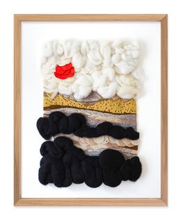 Sculpture, Terre brûlée, coquelicot et soleil rouge, Caroline Karenine
