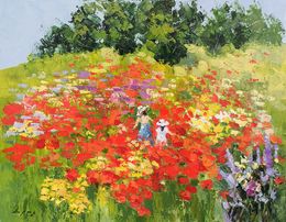 Painting, Girls in the World of Tulips, Hrach Baghdasaryan