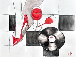 Painting, Red Heels, Red Wine, Sade on Vinyl, Kristina Mallen