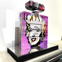 Sculpture, Flacon Chanel n°5, Marilyn Monroe, rose, Patrick Cornée