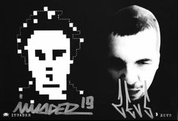 Print, Carte postale Space invader et Zevs, Invader