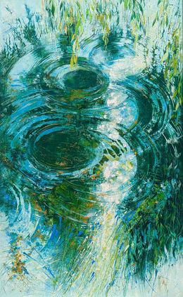 Painting, Sur l'eau, balayant ses larmes, Nadine Pillon