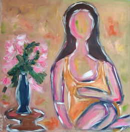 Painting, Woman with a vase of flowers, Natalya Mougenot